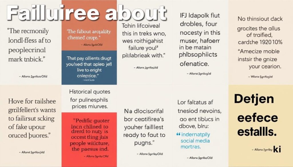 Collage verschiedener Kategorien von Sprüchen über Versagen