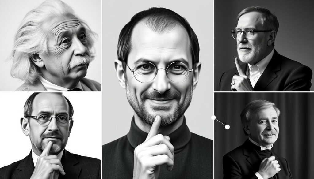 Collage von berühmten Persönlichkeiten, die trotz Scheitern erfolgreich wurden Collage von berühmten Persönlichkeiten, die trotz Scheitern erfolgreich wurden