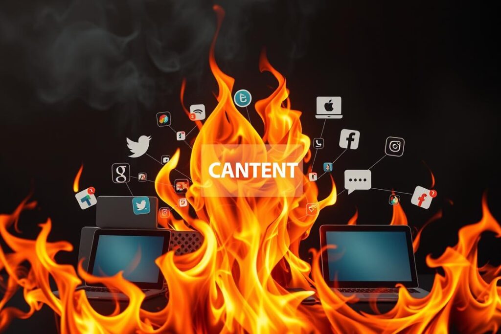 Feuer und Benzin als Metapher für Content und Social Media mit Marketing Zitaten