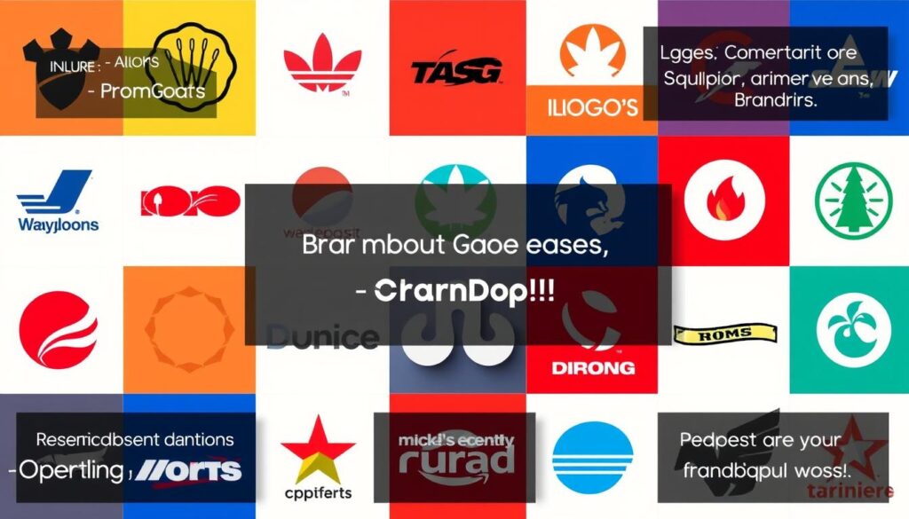 Verschiedene bekannte Markenlogos und Marketing Zitate zur Markenführung