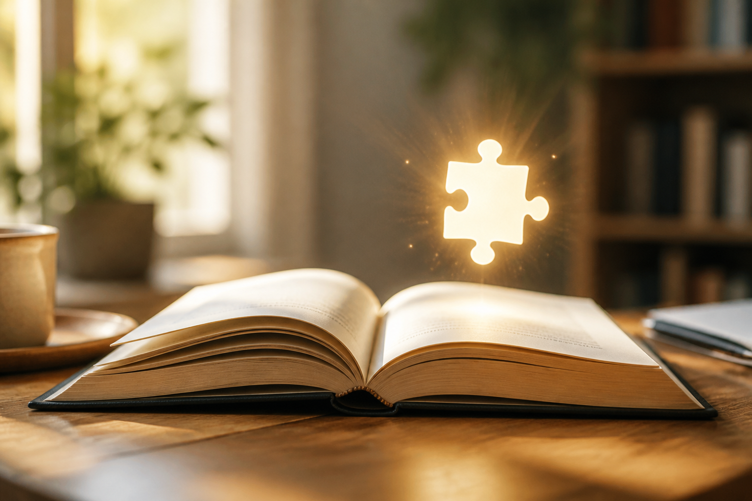 Ein offenes Buch mit einem Symbol der Klarheit, das das Fazit zum Beziehungsstatus von Nicole Johag und Sebastian Burggraf darstellt.
